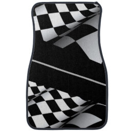 Checkered Flag on Black  Car Floor Mat