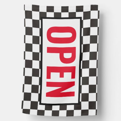 Checkered Flag Open Sign