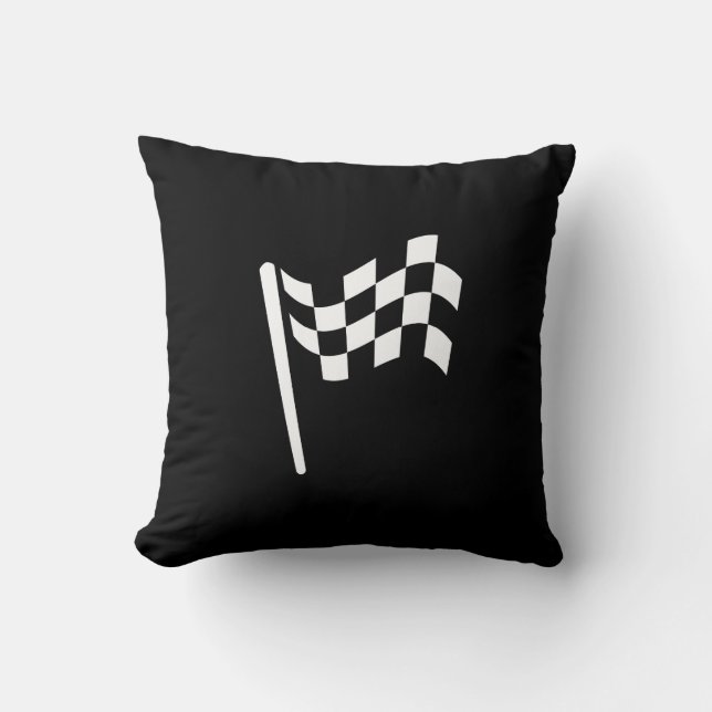 Checkered Flag Pictogram Throw Pillow (Front)
