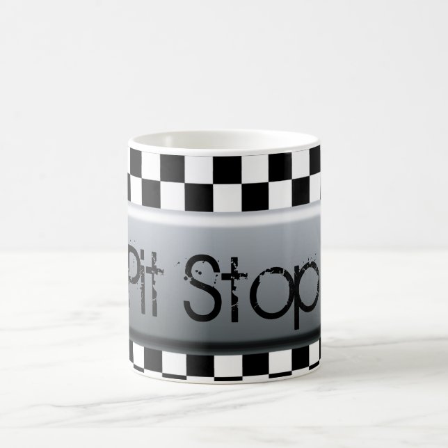 Checkered Flag Pit Stop Coffee Mug (Center)