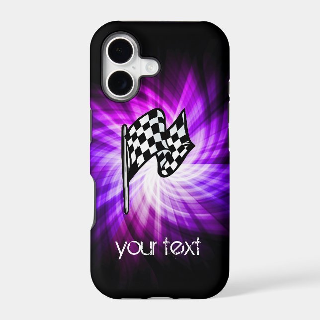 Checkered Flag; purple Iphone Case (Back)