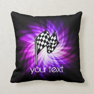 Checkered Flag; purple Throw Pillow