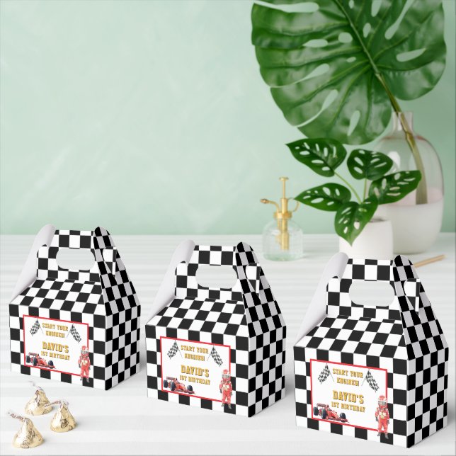 Checkered Flag Race Car 1st Birthday Favor Boxes (Multiple)