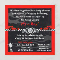 Checkered Flag Race Car Baby Shower Invitations