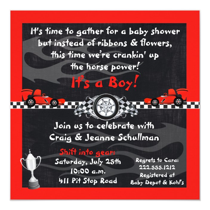 race car baby shower invitations