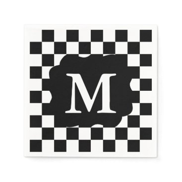 Checkered Flag Race Day Party Custom Monogram Napkins