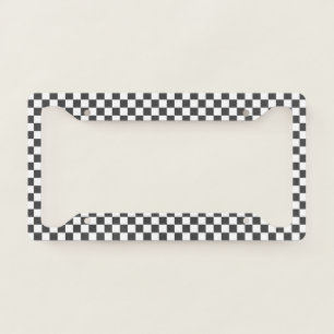 Checkered Flag Racing Black White Sports Pattern  License Plate Frame