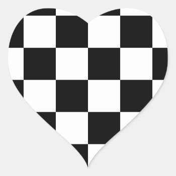 Checkered Flag Racing Chess Checkers Chessboard Heart Sticker by ZazzleArt2015 at Zazzle