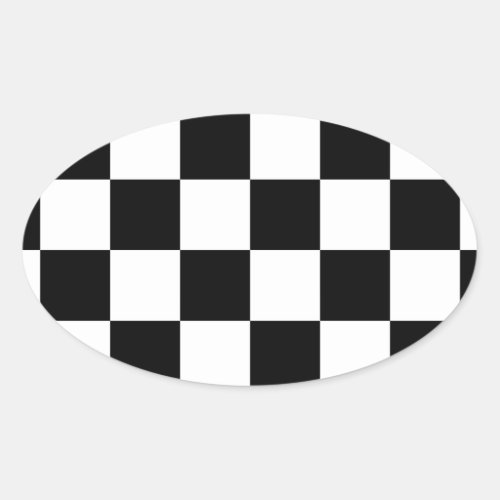 Checkered Flag Racing Chess Checkers Chessboard Oval Sticker