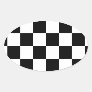 Checkered Flag Racing Chess Checkers Chessboard Oval Sticker