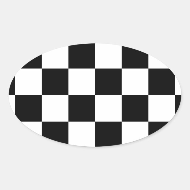 Checkered Flag Racing Chess Checkers Chessboard Oval Sticker (Front)