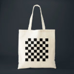 Checkered Flag Racing Chess Checkers Chessboard Tote Bag<br><div class="desc">Checkered Flag Racing Design Chess Checkers Checkerboard Squares Car Floor Mat.  Classic checkered flag race winner's black and white mosaic tile pattern driver, checkered, squares, mosaic, racing, winner, chess, checkerboard, checkers, black, white</div>