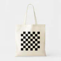 Checker Black & White Checkered Checkboard Chess Racing Flag Tote Bag