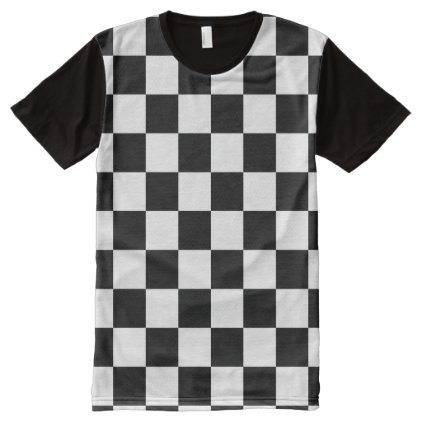 Checkered Flag Racing Design Chess Checkers Board All-Over-Print T-Shirt