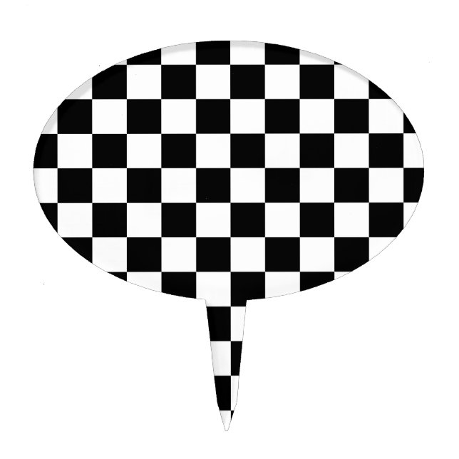 Checkered Flag Racing Design Chess Checkers Board Cake Topper (Front)