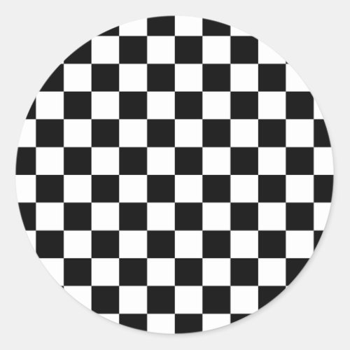 Checkered Flag Racing Design Chess Checkers Board Classic Round Sticker