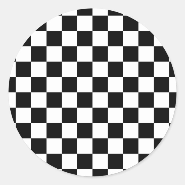 Checkered Flag Racing Design Chess Checkers Board Classic Round Sticker (Front)