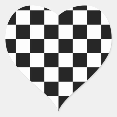 Checkered Flag Racing Design Chess Checkers Board Heart Sticker