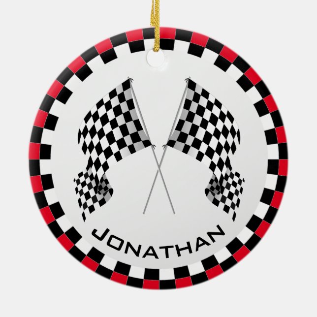 Checkered Flag Racing Design Ornament (Back)
