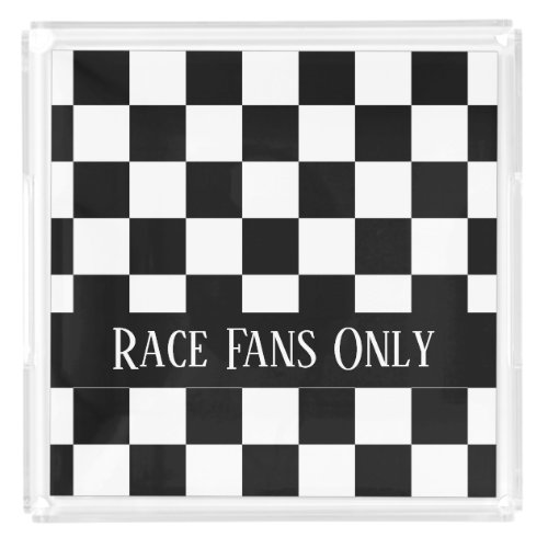 Checkered Flag Racing Theme Race Fans Custom Acrylic Tray