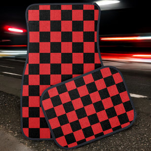 Checkered Flag Red Black Custom Auto Car Car Floor Mat