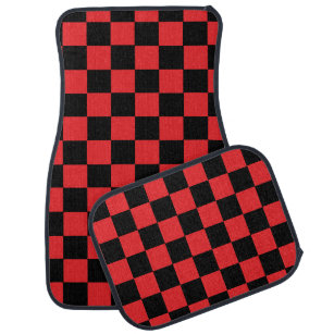 Checkered Flag Red Black Custom Auto Car Car Floor Mat