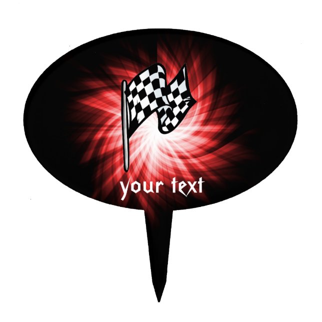 Checkered Flag; red Cake Topper (Front)