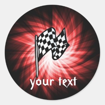Checkered Flag; Red Classic Round Sticker by SportsWare at Zazzle