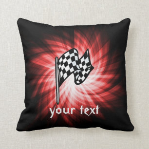 Checkered Flag; red Throw Pillow