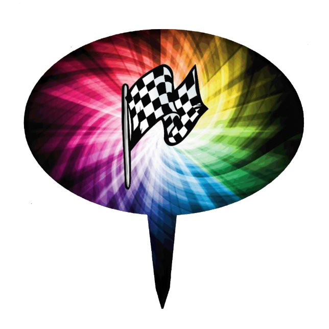 Checkered Flag Spectrum Cake Topper (Front)