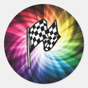 Checkered Flag Spectrum Classic Round Sticker