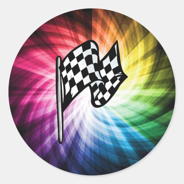 Checkered Flag Spectrum Classic Round Sticker (Front)
