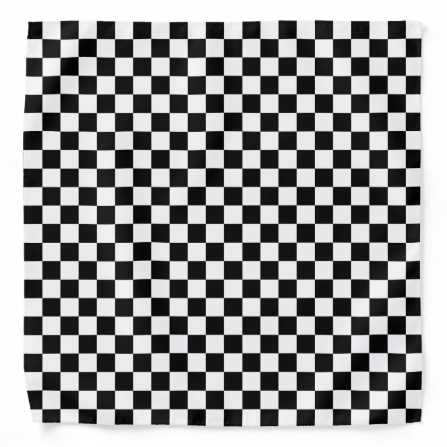 Checkered Flag Stylish Black And White Pattern Bandana (Front)