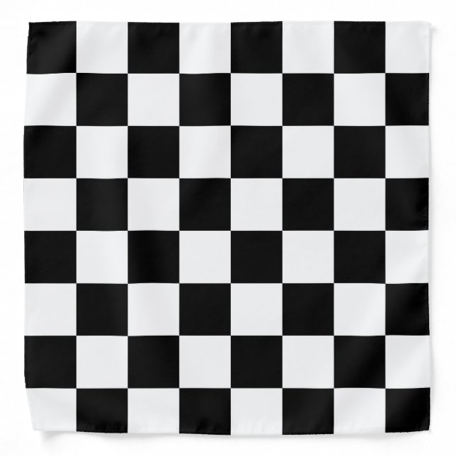 Checkered Flag Stylish Black And White Pattern Bandana (Front)