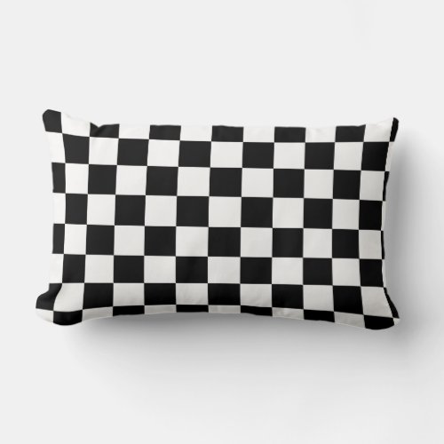 Checkered Flag Stylish Black And White Pattern Lumbar Pillow