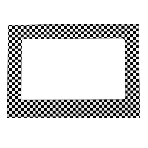 Checkered Flag Stylish Black And White Pattern Magnetic Frame
