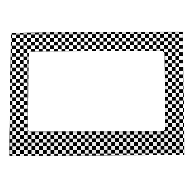 Checkered Flag Stylish Black And White Pattern Magnetic Frame (Front)