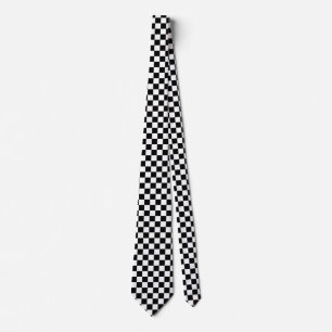 Checkered Flag Stylish Black And White Pattern Neck Tie