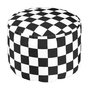 Checkered Flag Stylish Black And White Pattern Pouf