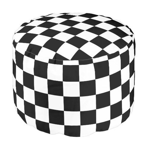 Checkered Flag Stylish Black And White Pattern Pouf