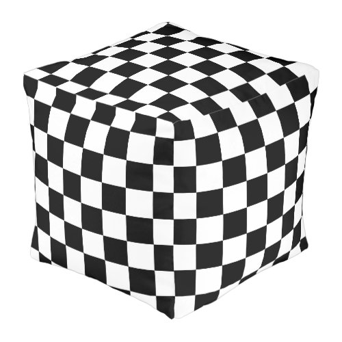 Checkered Flag Stylish Black And White Pattern Pouf