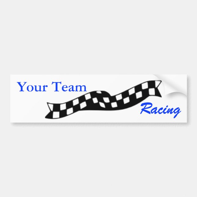 Checkered Flag Swoop Race Team Bumper Sticker (Front)