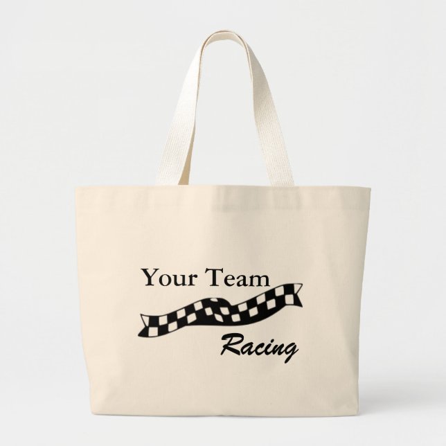 Checkered Flag Swoop Race Team Tote Bag (Front)