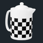 Checkered Flag Teapot<br><div class="desc">Medium white Porcelain teapot with an image of a black and white checkered racing flag. See matching candy jar,  espresso cup,  flask,  mug,  pitcher and paper plate. See the entire Father’s Day Teapot collection in the FOOD/BEV | Dishes section.</div>