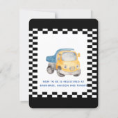 Checkered Flag Watercolor Cars Boy Baby Shower Invitation (Back)