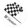 Checkered Flag Waving Race Winner Classic Round Sticker