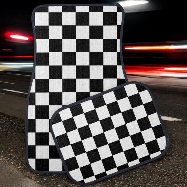 Checkered Flag White Black Custom Auto Car Floor Mat (Creator Uploaded)