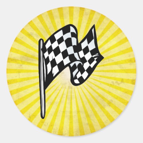 Checkered Flag yellow Classic Round Sticker