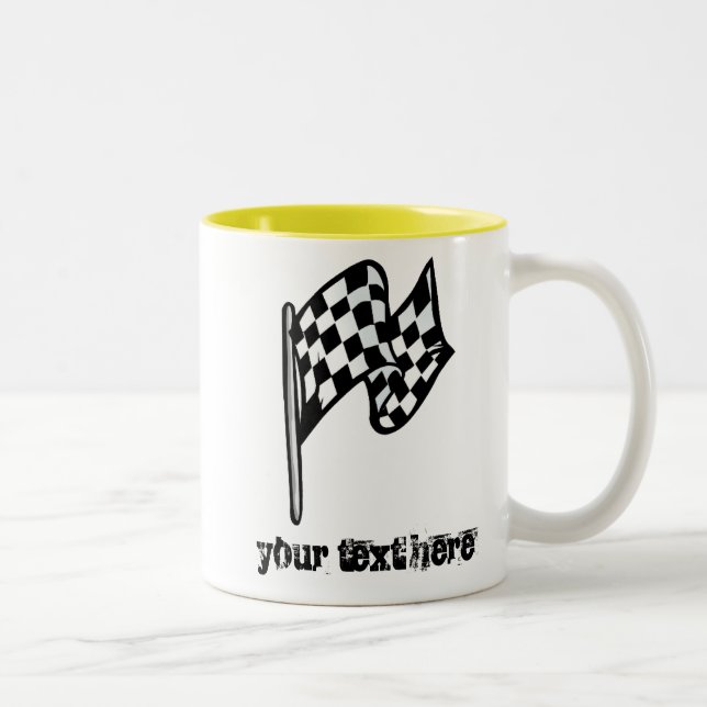 Checkered Flag; yellow Two-Tone Coffee Mug (Right)