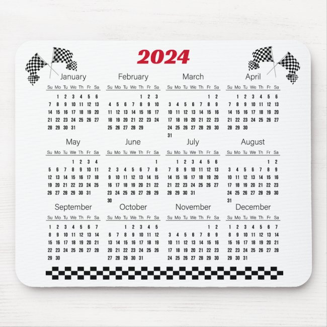 Checkered Flags 2024 Calendar Mousepad